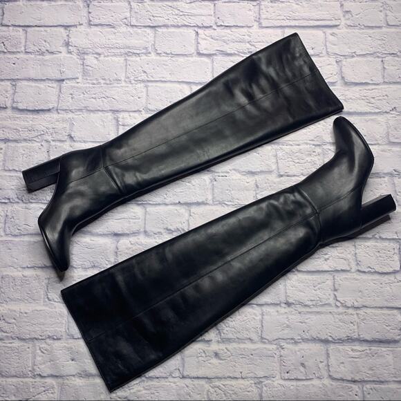 Maje Over The Knee Leather Boots in Black - Picture 3 of 7